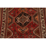 Red Shiraz Persian Vintage Area Rug Hand-Knotted Wool Carpet - 5'1"x 8'5"