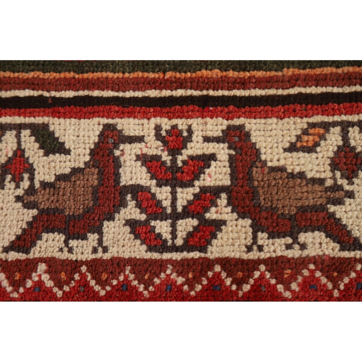 Red Shiraz Persian Vintage Area Rug Hand-Knotted Wool Carpet - 5'1"x 8'5"