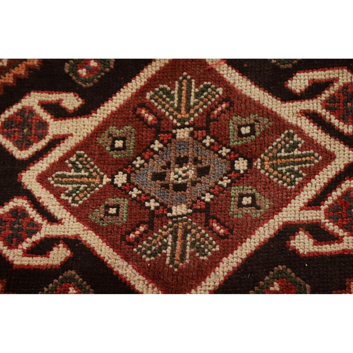 Red Shiraz Persian Vintage Area Rug Hand-Knotted Wool Carpet - 5'1"x 8'5"