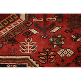Red Shiraz Persian Vintage Area Rug Hand-Knotted Wool Carpet - 5'1"x 8'5"