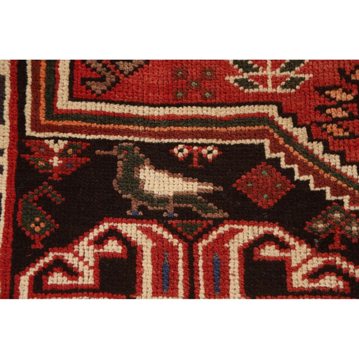 Red Shiraz Persian Vintage Area Rug Hand-Knotted Wool Carpet - 5'1"x 8'5"