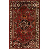 Red Shiraz Persian Vintage Area Rug Hand-Knotted Wool Carpet - 5'1"x 8'5"