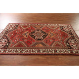 Red Shiraz Persian Vintage Area Rug Hand-Knotted Wool Carpet - 5'1"x 8'5"