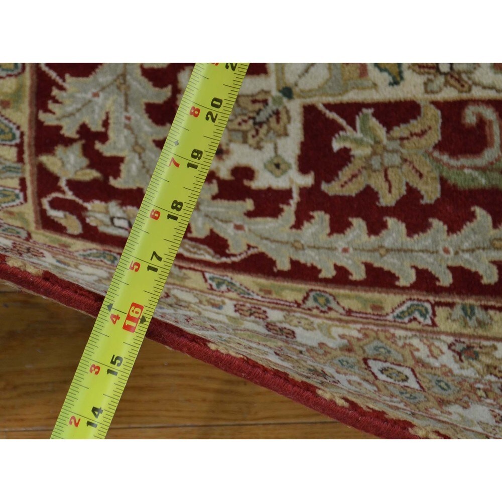 Red Tabriz Revival Hand Knotted Oriental Runner Rug