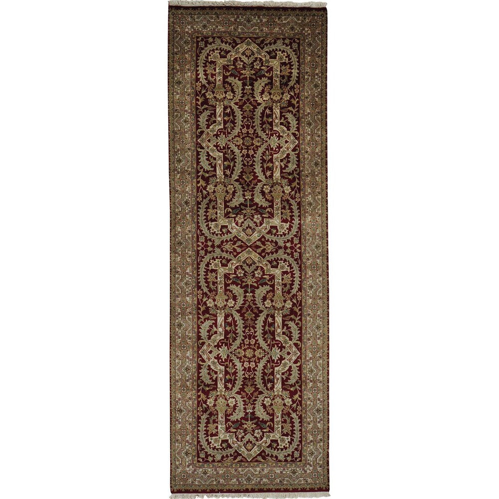 Red Tabriz Revival Hand Knotted Oriental Runner Rug