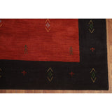 Red Tribal Gabbeh Oriental Area Rug Handmade Wool Carpet - 8'4" x 11'5"