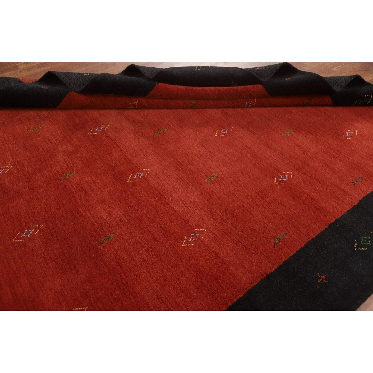Red Tribal Gabbeh Oriental Area Rug Handmade Wool Carpet - 8'4" x 11'5"
