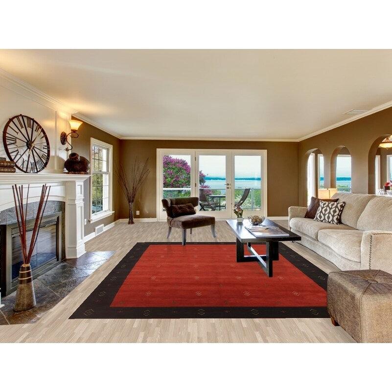 Red Tribal Gabbeh Oriental Area Rug Handmade Wool Carpet - 8'4" x 11'5"