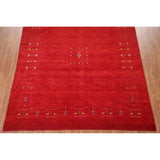 Red Tribal Modern Gabbeh Oriental Area Rug Hand-Knotted Wool Carpet - 8'2" x 9'10"