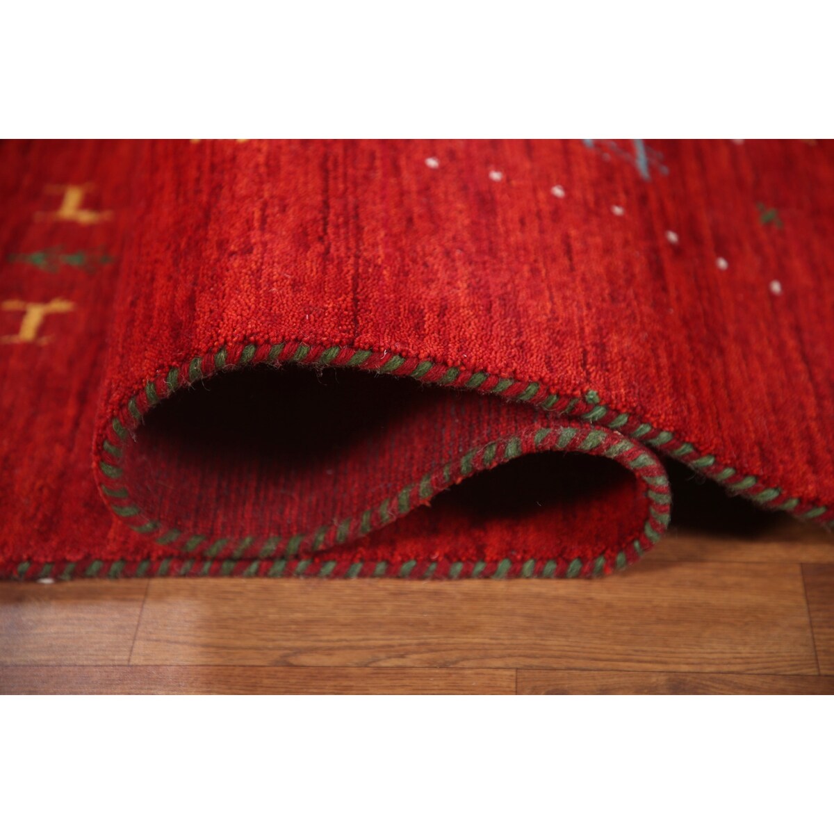 Red Tribal Modern Gabbeh Oriental Area Rug Hand-Knotted Wool Carpet - 8'2" x 9'10"