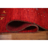 Red Tribal Modern Gabbeh Oriental Area Rug Hand-Knotted Wool Carpet - 8'2" x 9'10"