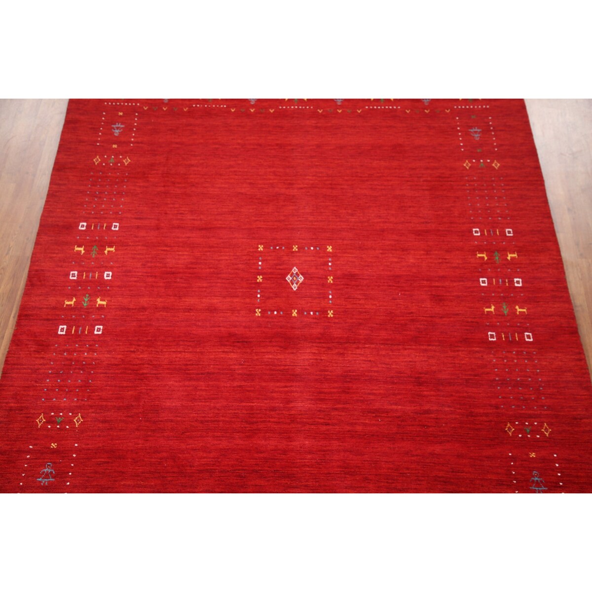 Red Tribal Modern Gabbeh Oriental Area Rug Hand-Knotted Wool Carpet - 8'2" x 9'10"