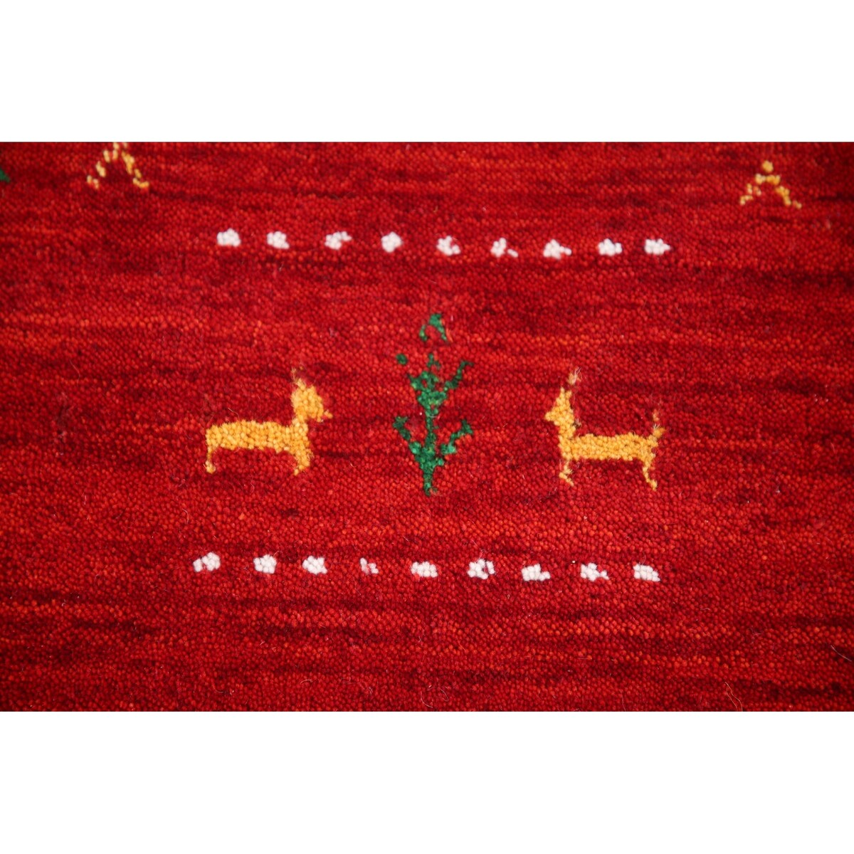 Red Tribal Modern Gabbeh Oriental Area Rug Hand-Knotted Wool Carpet - 8'2" x 9'10"