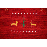 Red Tribal Modern Gabbeh Oriental Area Rug Hand-Knotted Wool Carpet - 8'2" x 9'10"