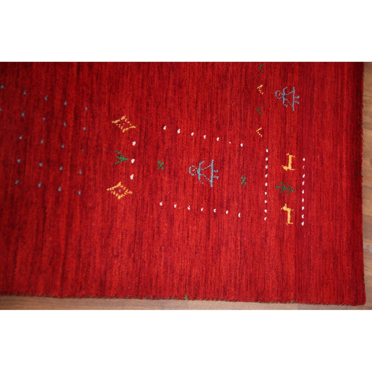 Red Tribal Modern Gabbeh Oriental Area Rug Hand-Knotted Wool Carpet - 8'2" x 9'10"