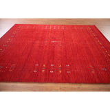 Red Tribal Modern Gabbeh Oriental Area Rug Hand-Knotted Wool Carpet - 8'2" x 9'10"
