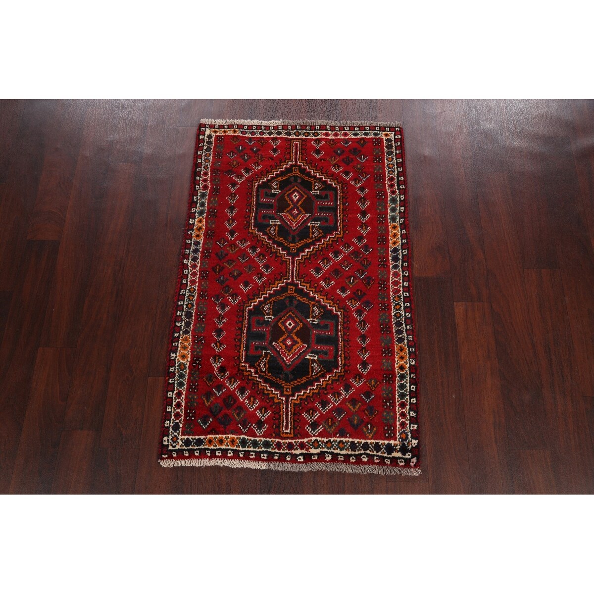 Red Tribal Shiraz Persian Kitchen Area Rug Wool Hand-knotted - 2'8" x 4'2"