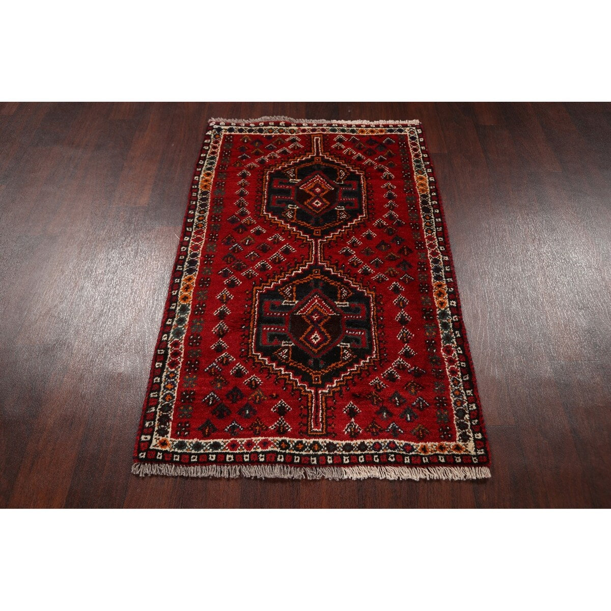 Red Tribal Shiraz Persian Kitchen Area Rug Wool Hand-knotted - 2'8" x 4'2"