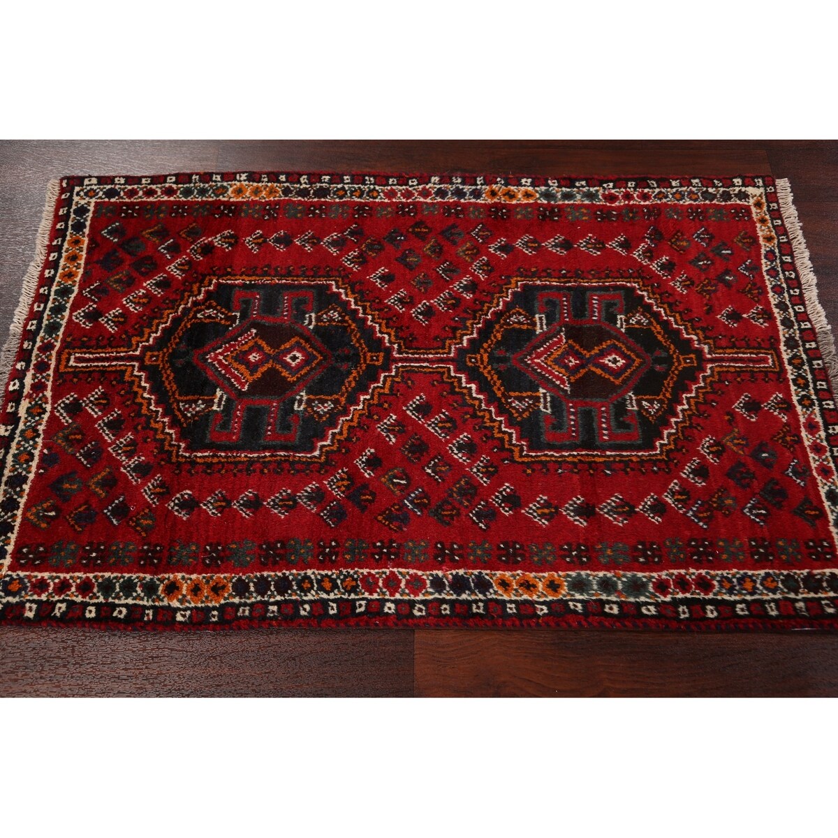 Red Tribal Shiraz Persian Kitchen Area Rug Wool Hand-knotted - 2'8" x 4'2"
