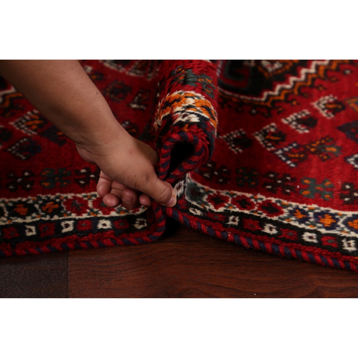 Red Tribal Shiraz Persian Kitchen Area Rug Wool Hand-knotted - 2'8" x 4'2"