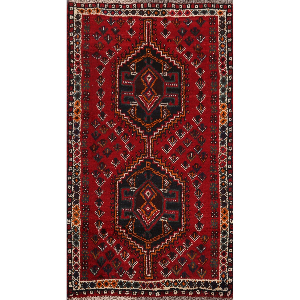 Red Tribal Shiraz Persian Kitchen Area Rug Wool Hand-knotted - 2'8" x 4'2"