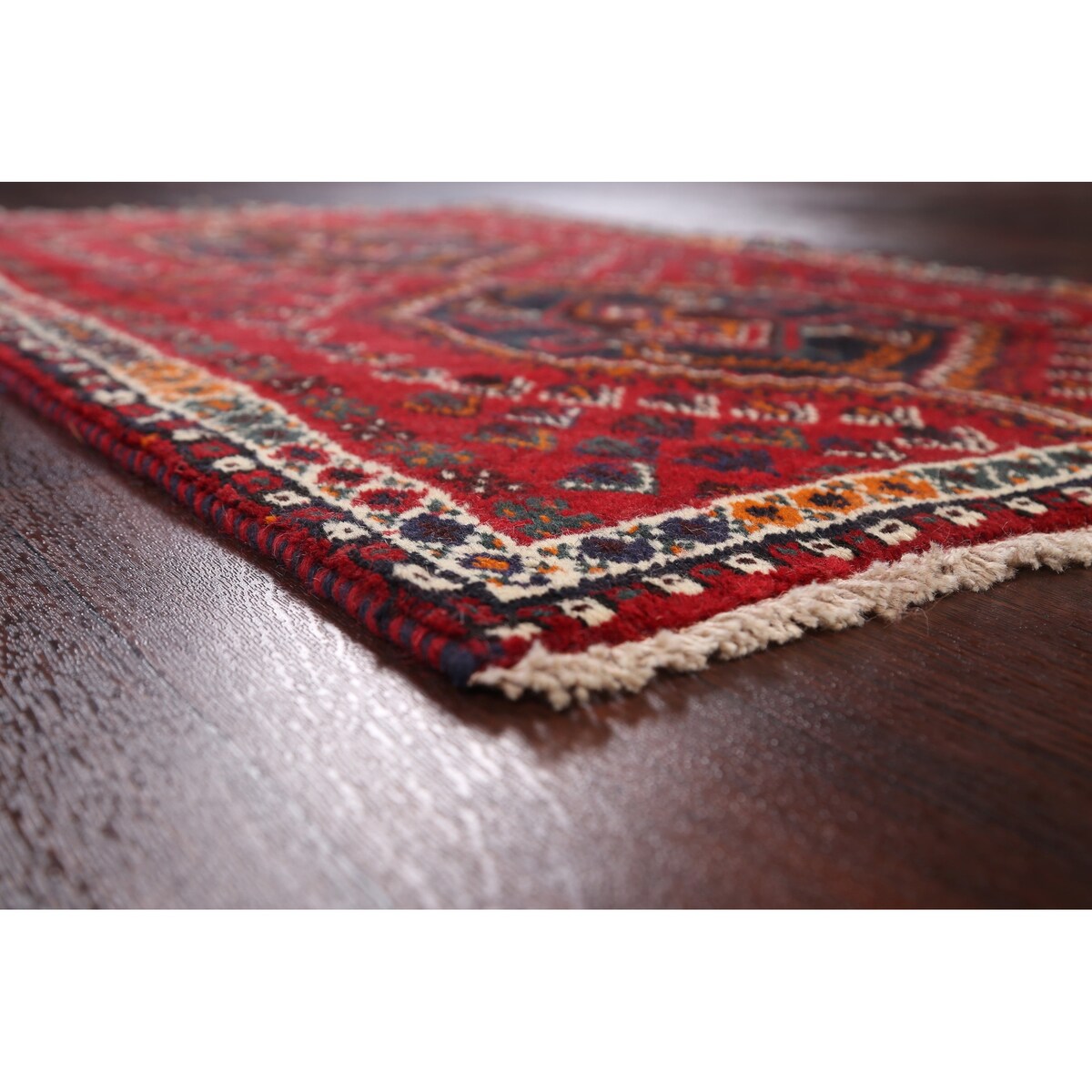 Red Tribal Shiraz Persian Kitchen Area Rug Wool Hand-knotted - 2'8" x 4'2"