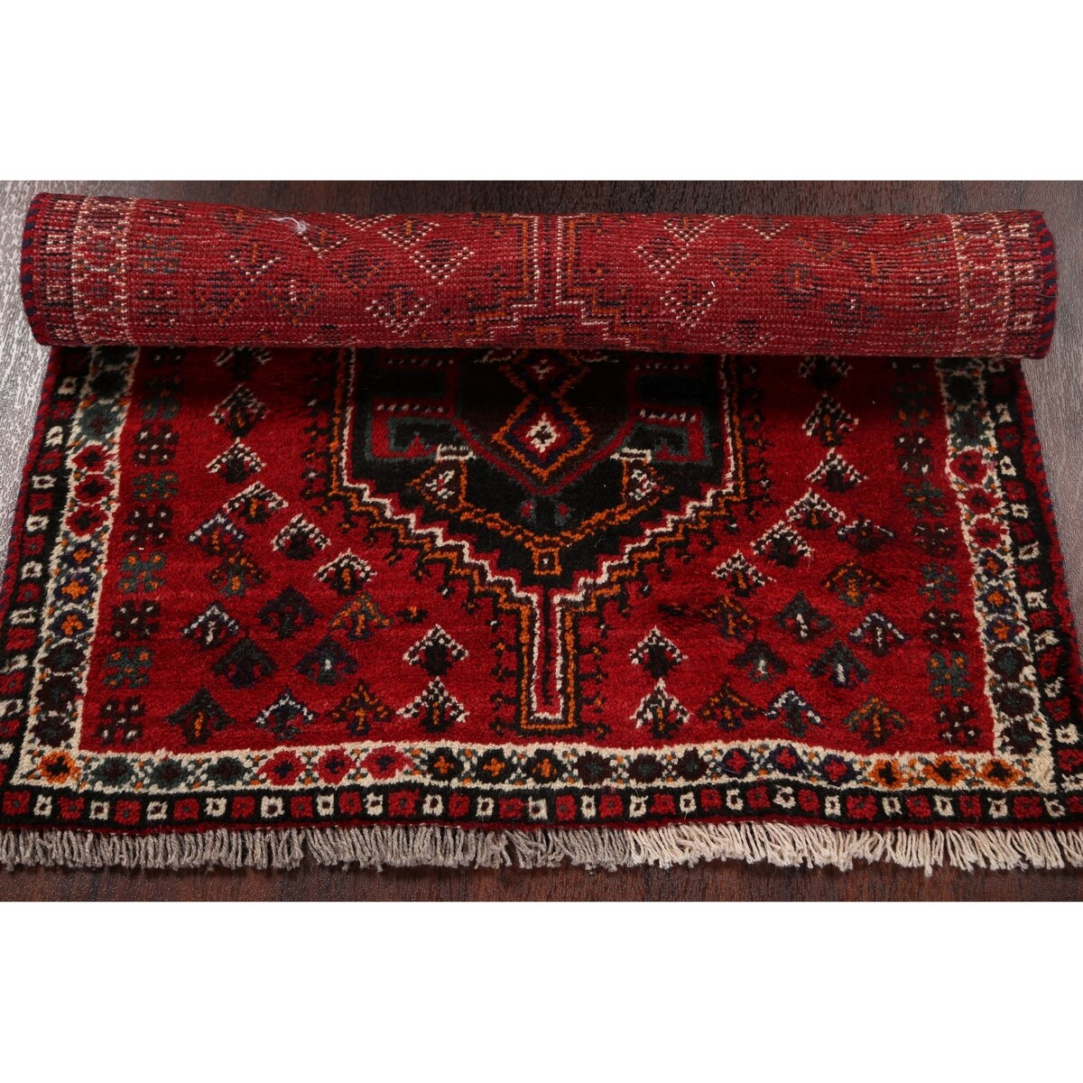 Red Tribal Shiraz Persian Kitchen Area Rug Wool Hand-knotted - 2'8" x 4'2"
