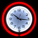 Retro Neon Wall Clock - Battery Operated Wall Clock Vintage - 14 Inch Round Analog by Lavish Home (Red and White)