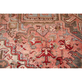 Red & Pink Traditional Heriz Persian Vintage Rug Handmade Wool Carpet - 7'5"x 10'7"