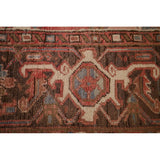 Red & Pink Traditional Heriz Persian Vintage Rug Handmade Wool Carpet - 7'5"x 10'7"