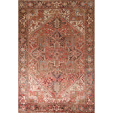 Red & Pink Traditional Heriz Persian Vintage Rug Handmade Wool Carpet - 7'5"x 10'7"