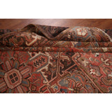 Red & Pink Traditional Heriz Persian Vintage Rug Handmade Wool Carpet - 7'5"x 10'7"