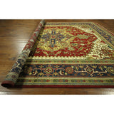 Red and Blue Hand-knotted Floral Heriz Serapi Wool Area Rug (12' x 18', 12' x 12')