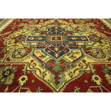 Red and Blue Hand-knotted Floral Heriz Serapi Wool Area Rug (12' x 18', 12' x 12')