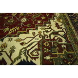 Red and Blue Hand-knotted Floral Heriz Serapi Wool Area Rug (12' x 18', 12' x 12')