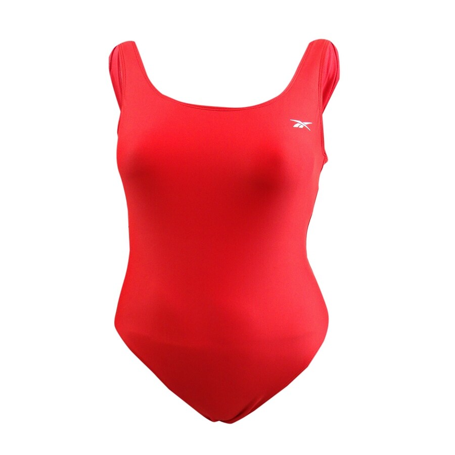 Reebok Women's Scoop-Neck Athletic One-Piece Swimsuit (L, Red)