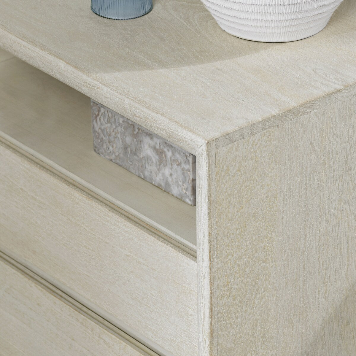 Classic Home Reece Mango Wood Nightstand in Sand