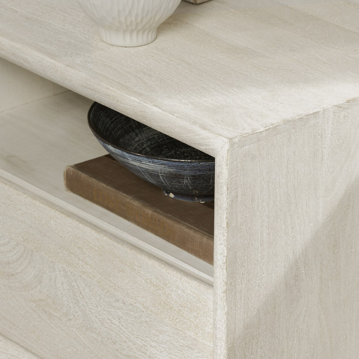 Classic Home Reece Mango Wood Nightstand in Sand