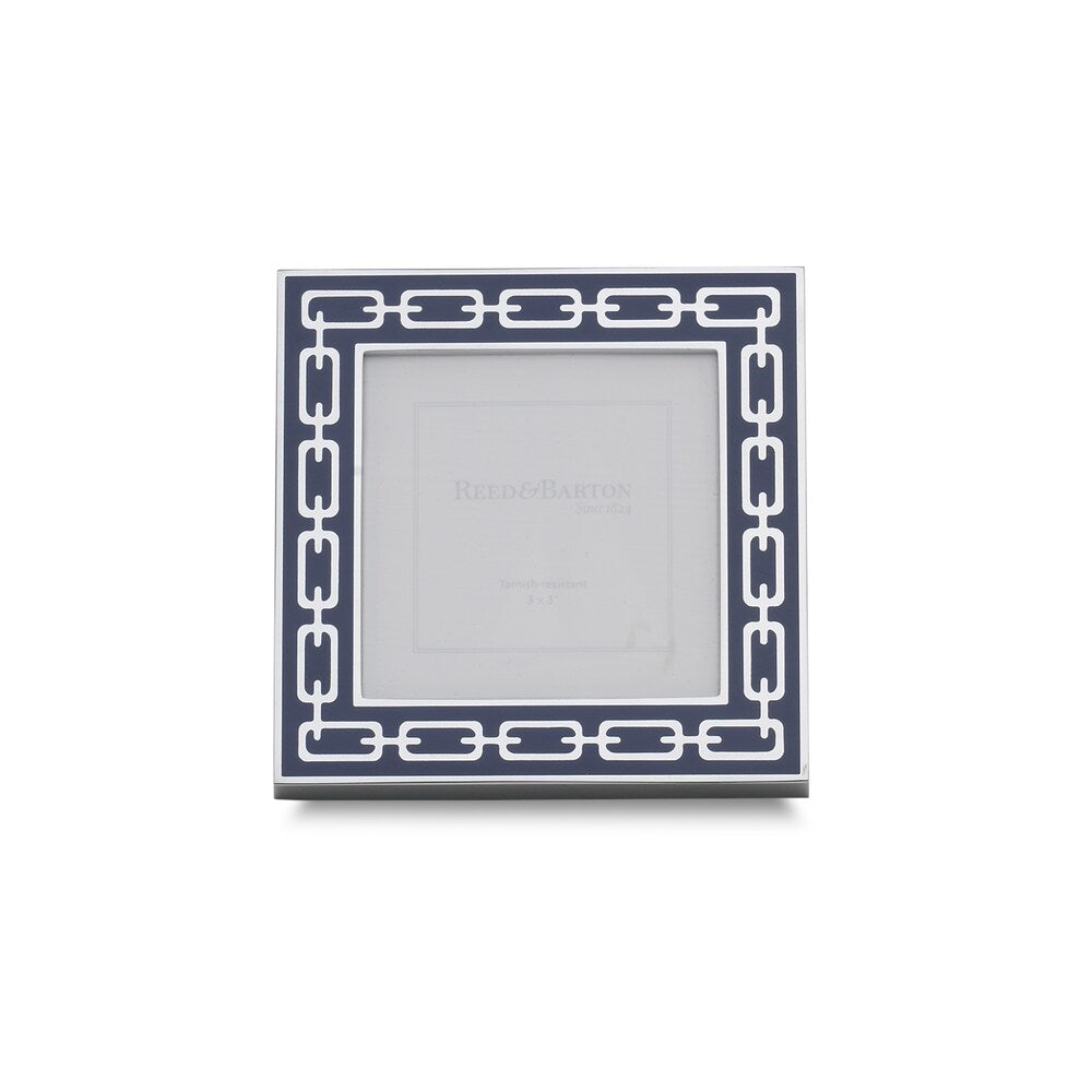 Reed & Barton Silver and Navy Metal 3x3 Linked Frame