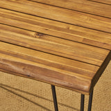 Christopher Knight Home Reed Outdoor Industrial Wood and Wicker 5-Piece Square Dining Set