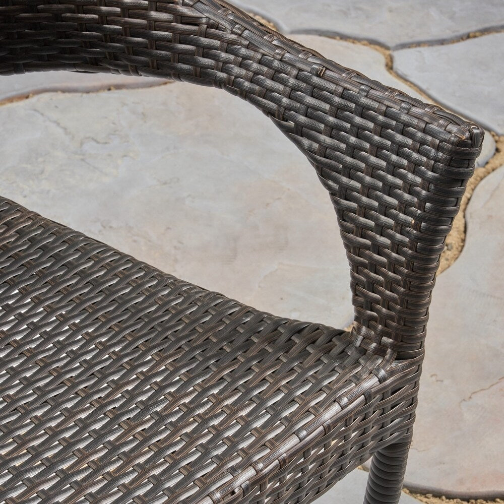 Christopher Knight Home Reed Outdoor Industrial Wood and Wicker 5-Piece Square Dining Set