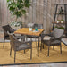 Christopher Knight Home Reed Outdoor Industrial Wood and Wicker 5-Piece Square Dining Set