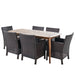 Reese Outdoor 7-piece Rectangular Wicker Wood Dining Set with Cushions by Christopher Knight Home