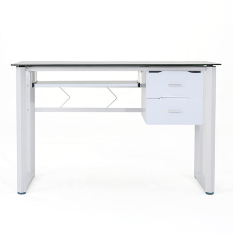 Reeve Tempered Glass Computer Desk with Storage Drawers by Christopher Knight Home