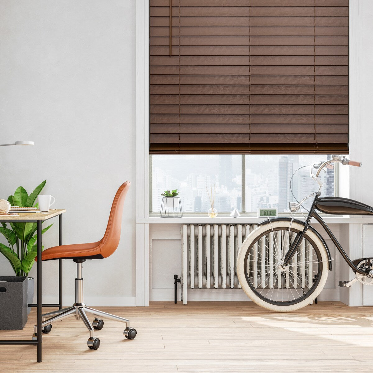 Regal Estate 64-inch Dark Oak Cordless Faux Wood Blind