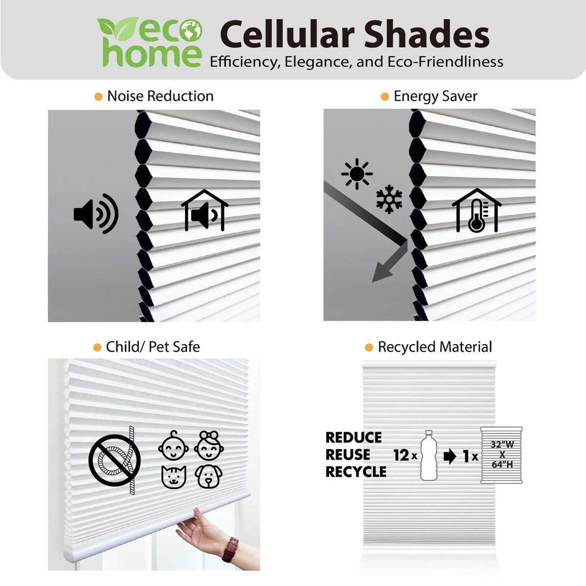 Regal Estate 64-inch Grey Cloud Light-filtering Cordless Cellular Shade