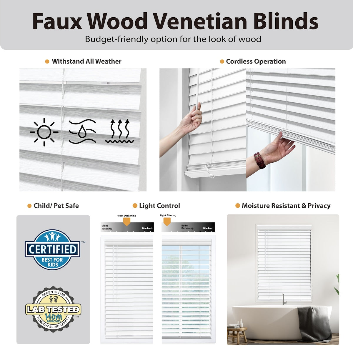 Regal Estate 72-inch Dark Oak Cordless Faux Wood Blind