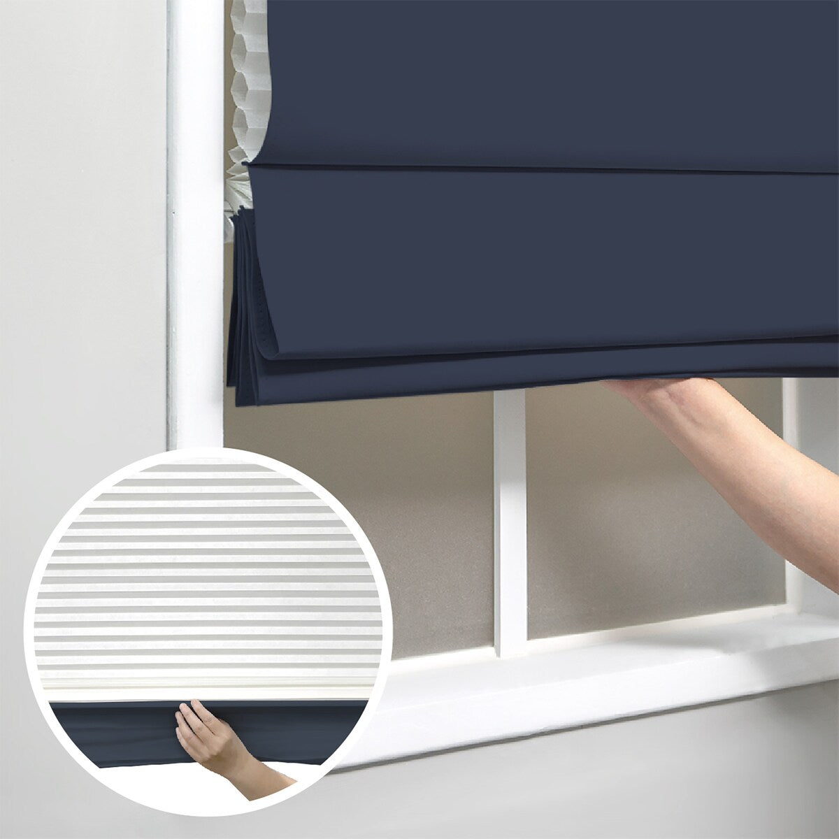 Regal Estate 72-inch Navy Insulating Cordless Roman Shade