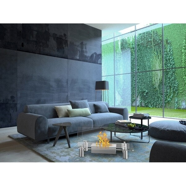 Regal Flame Delano Ventless Free Standing Ethanol Fireplace in Stainless Steel Finish