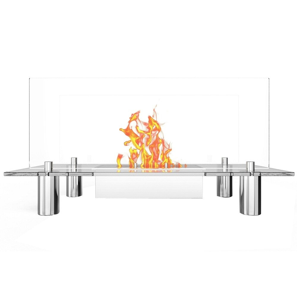 Regal Flame Delano Ventless Free Standing Ethanol Fireplace in Stainless Steel Finish